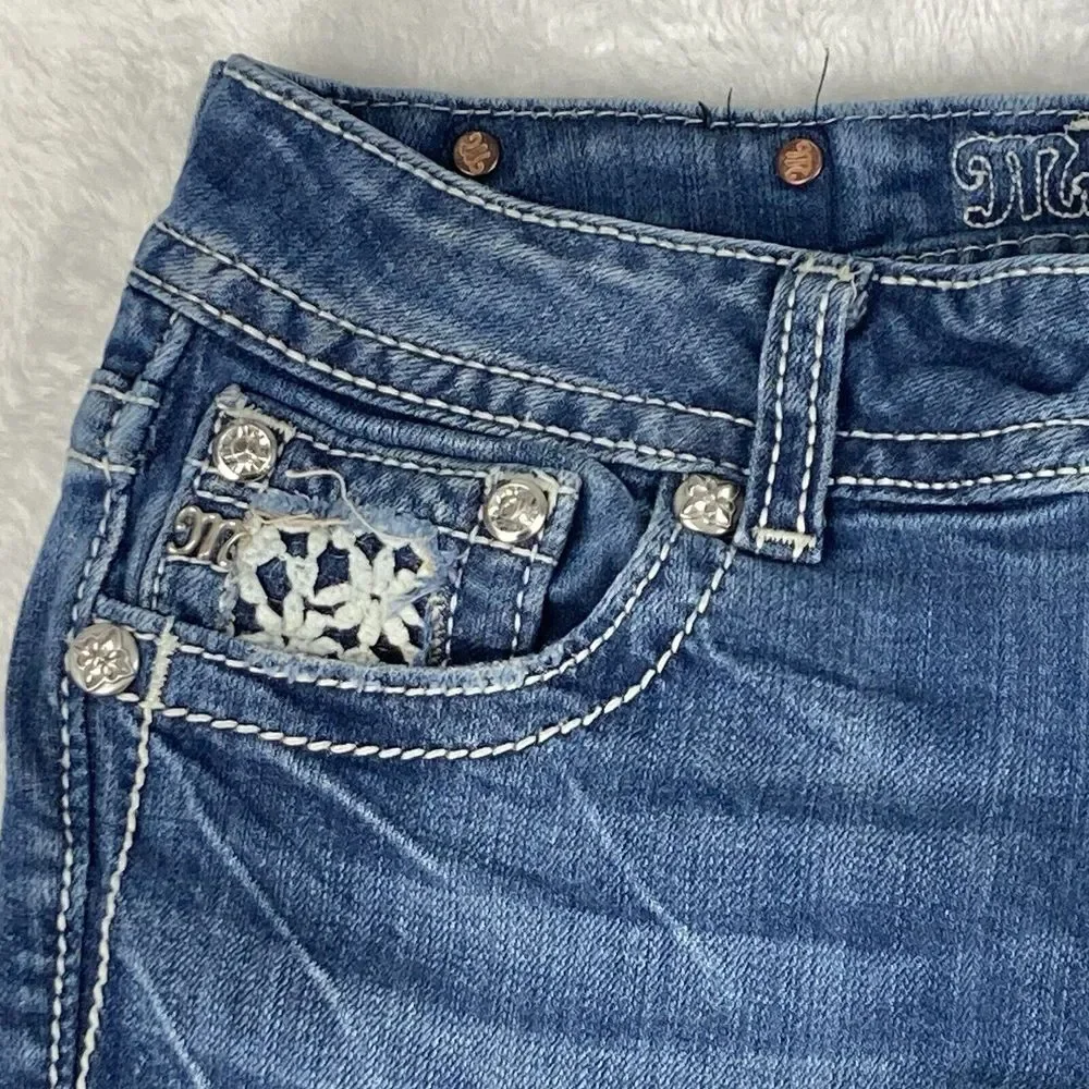 Miss Me Capri Womens Low Rise Blue Denim Jeans‎ Size 28